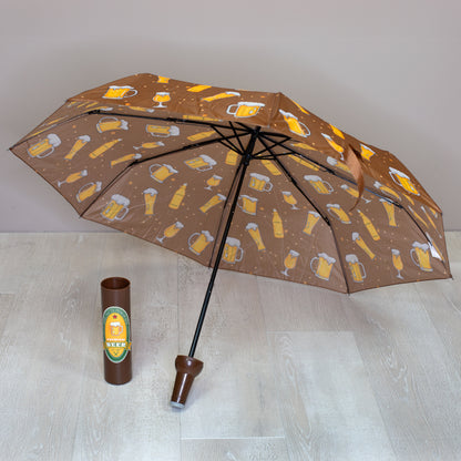 Taschen Regenschirm als Bierflasche
