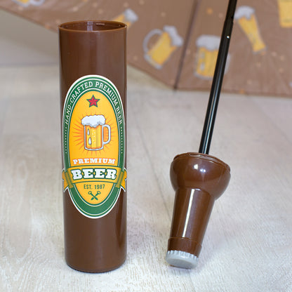 Taschen Regenschirm als Bierflasche