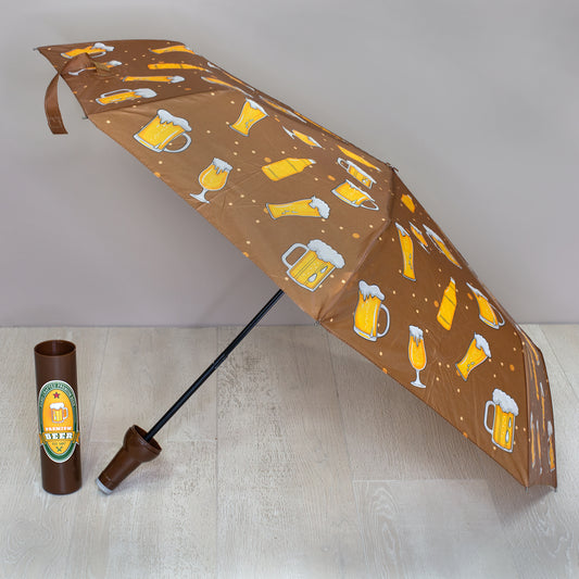 Taschen Regenschirm als Bierflasche