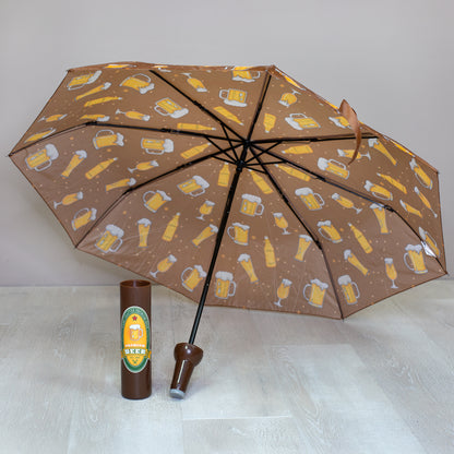 Taschen Regenschirm als Bierflasche