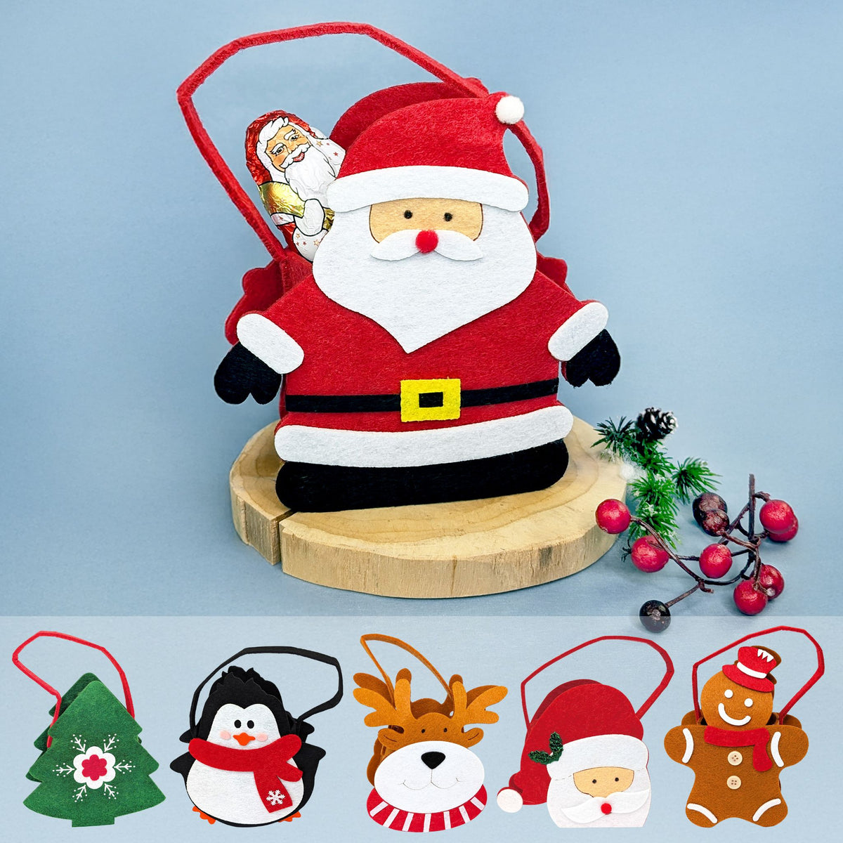 Weihnachts-Geschenktüte aus Filz mit 6 Motiven zur Auswahl