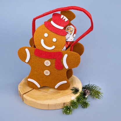 Weihnachts-Geschenktasche aus Filz Motiv Lebkuchenmann