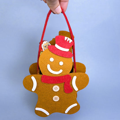 Weihnachts-Geschenktasche aus Filz Motiv Lebkuchenmann