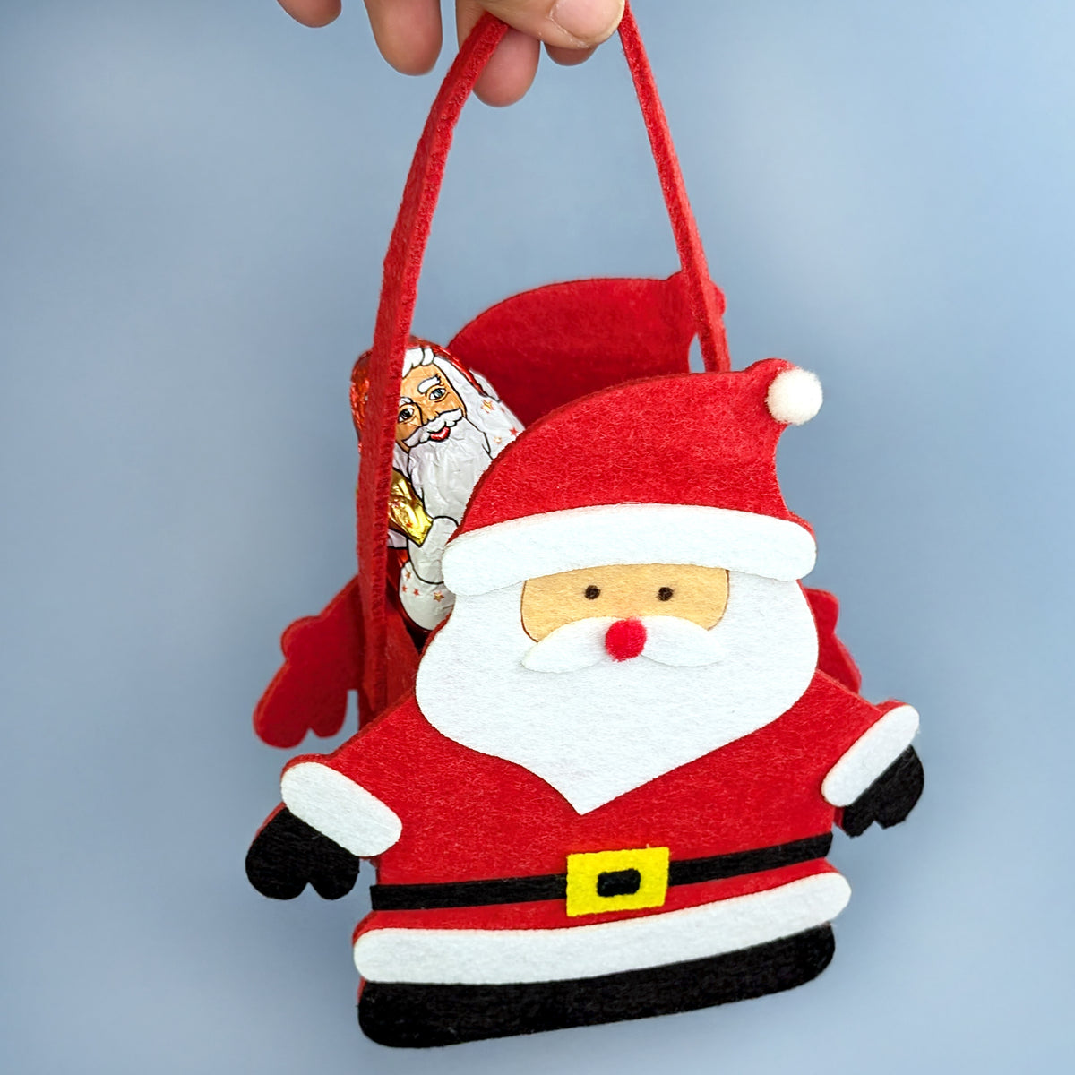 Weihnachts-Geschenktasche aus Filz Motiv Weihnachtsmann mit Gürtel