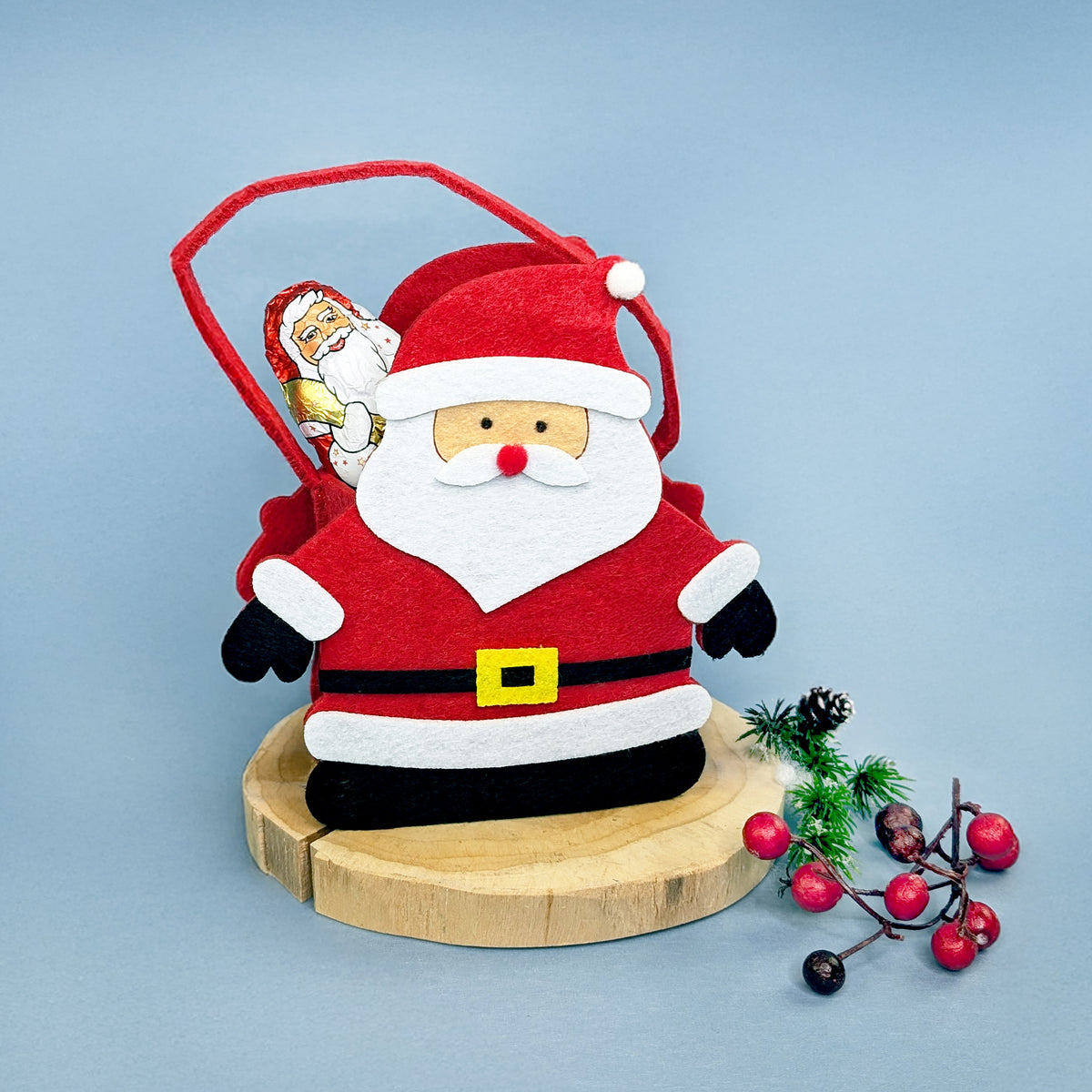 Weihnachts-Geschenktasche aus Filz Motiv Weihnachtsmann mit Gürtel