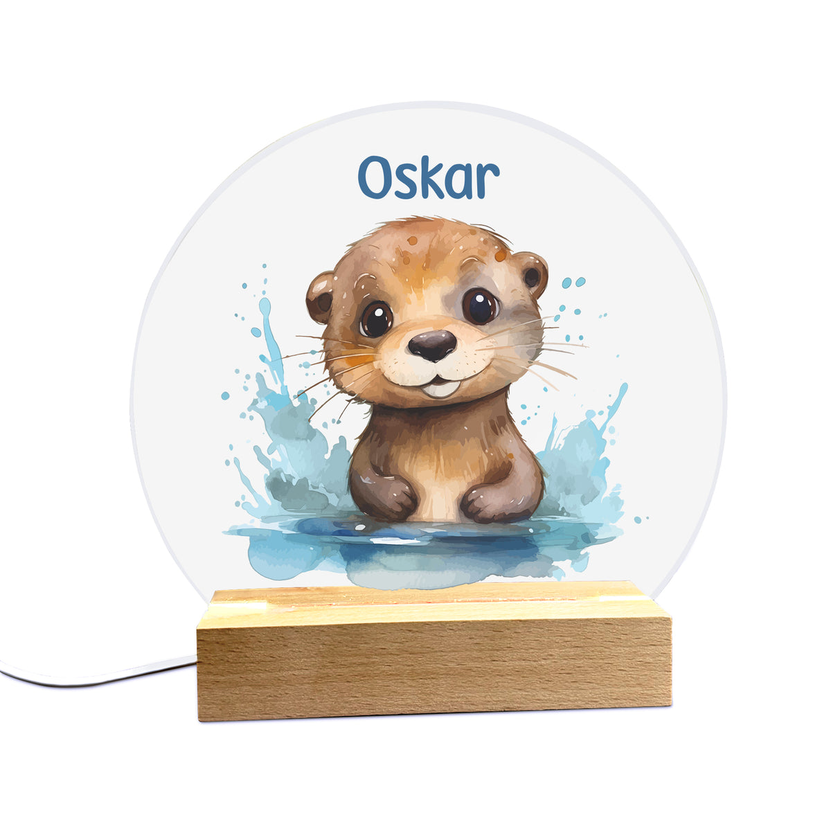 Acryllampe mit Ottermotiv als Nachtlicht für Kinder