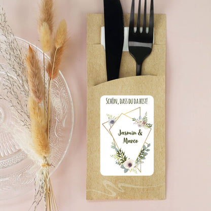 Besteckttüte mit modernem Blumenmuster 
