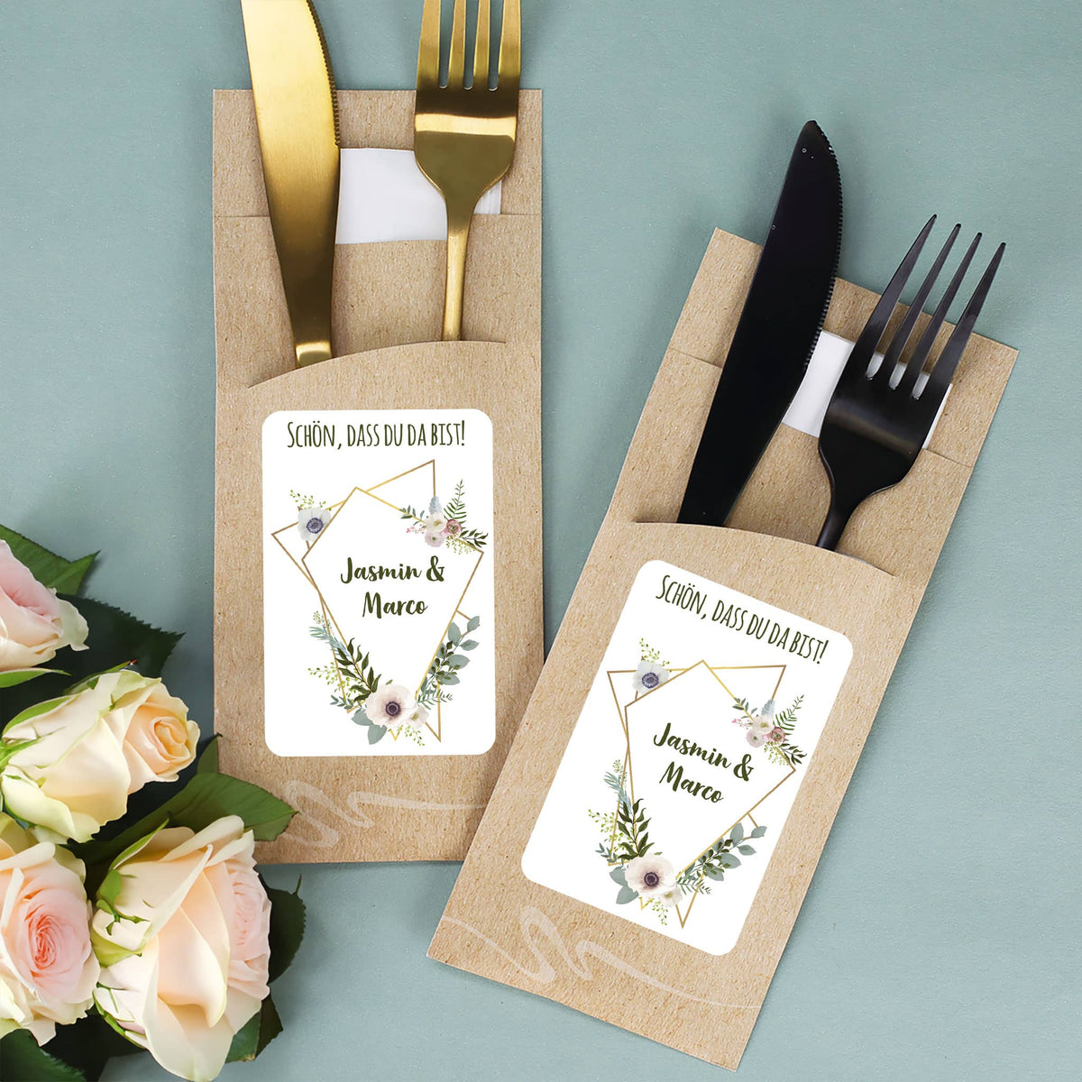 Besteckaufbewahrung zur Hochzeit mit moderner Gestaltung