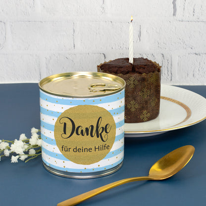 Schoko Brownie in der Dose als Dankeschön Geschenk mit Wunschtext personalisiert in Bäckerqualität