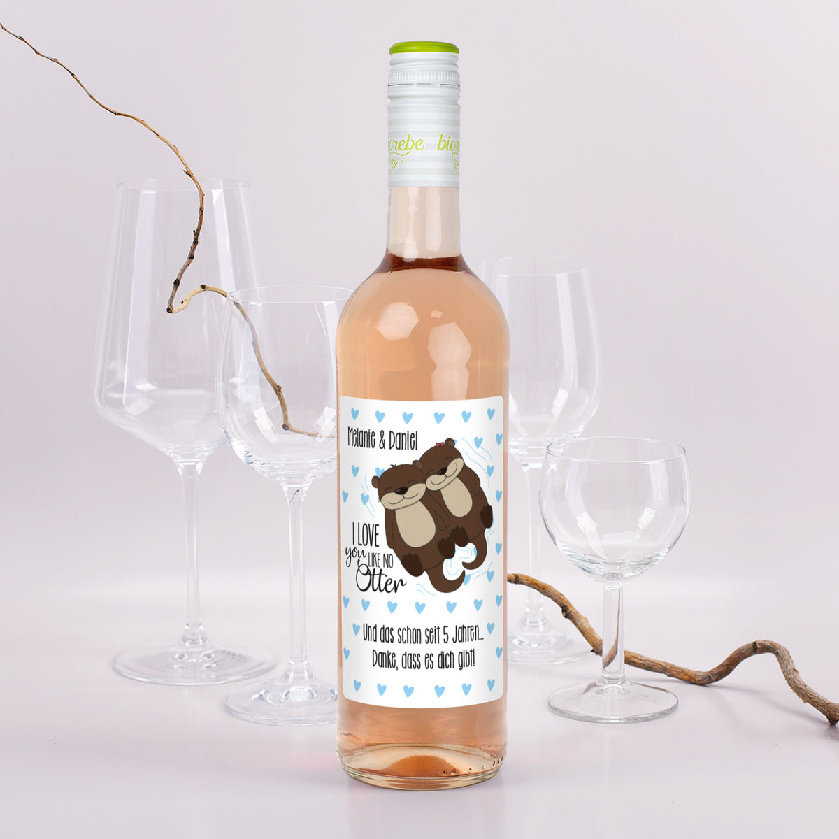 I love you like no Otter Weinflasche mit Namen und Wunschtext | Biorebe