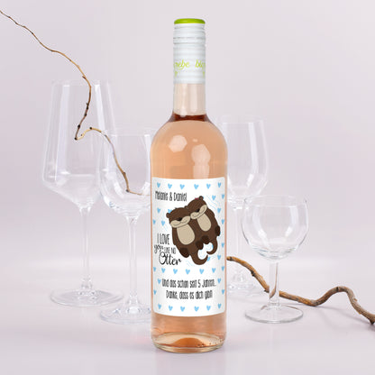 I love you like no Otter Weinflasche mit Namen und Wunschtext | Biorebe