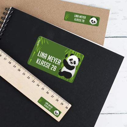 Schulaufkleber mit Panda und Name