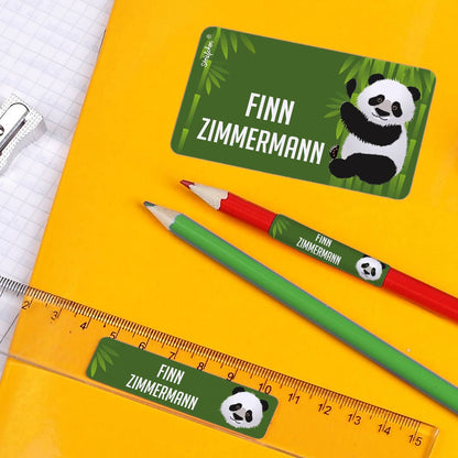 Schulaufkleber mit Panda und Name