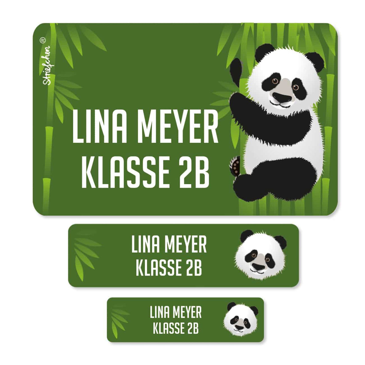 Schulaufkleber mit Panda und Name