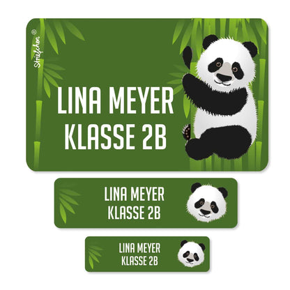 Schulaufkleber mit Panda und Name