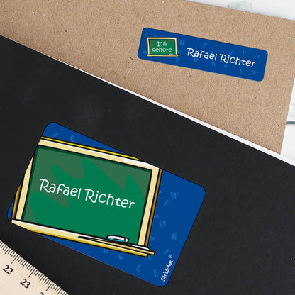100 teiliges Aufkleber-Set mit Tafel in blau