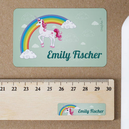 Schulaufkleber Namensetiketten Einhorn