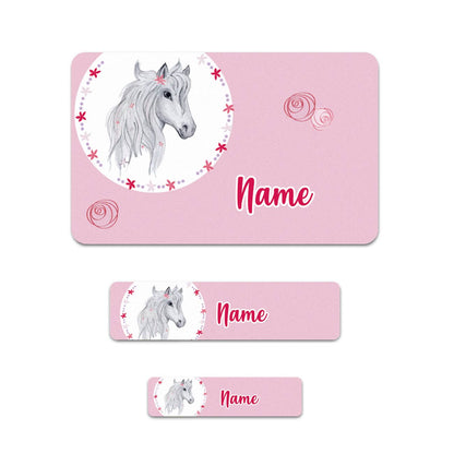 Sticker mit Pferd und Name (100 Stück)