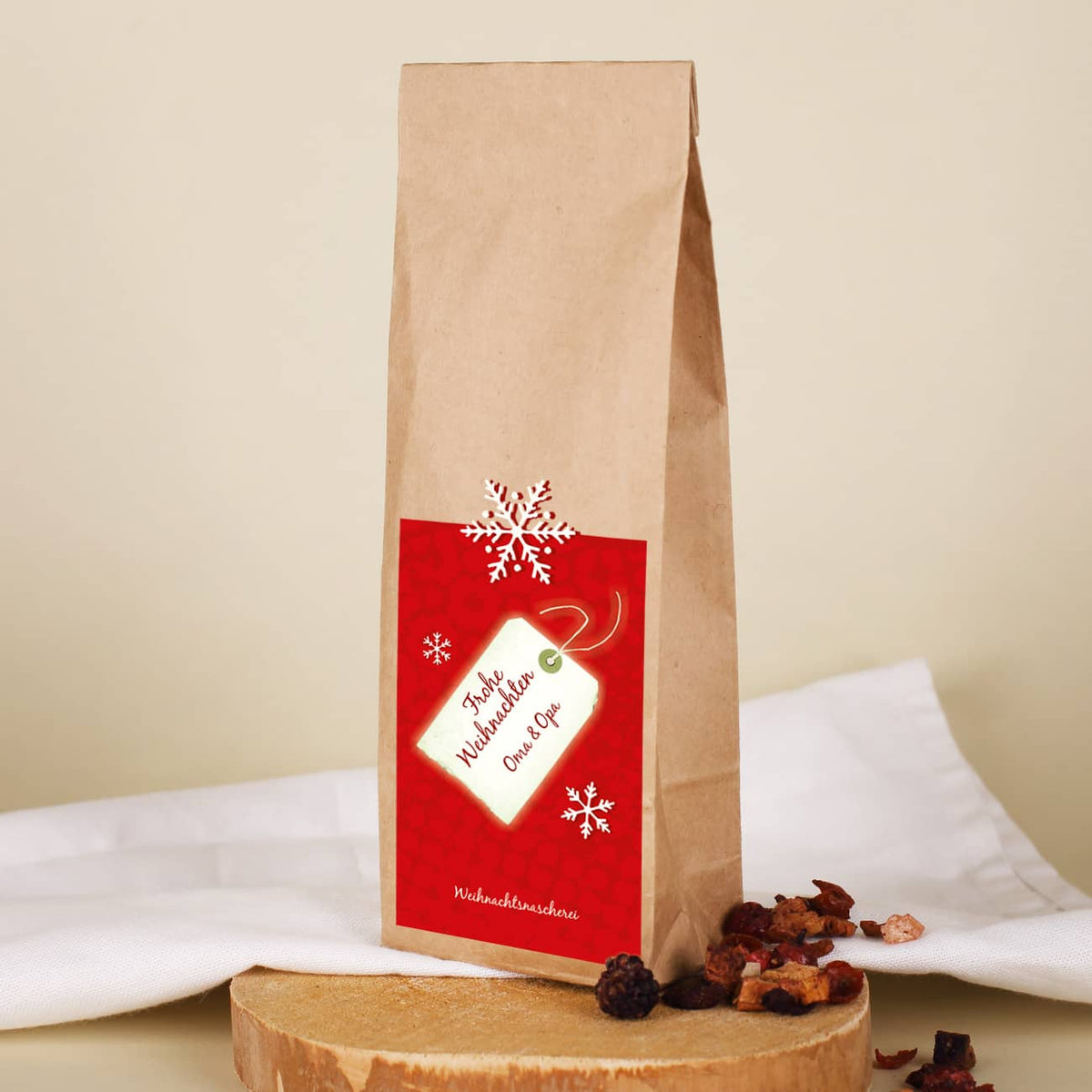 Weihnachtlicher Früchtetee Frohe Weihnachten mit Name