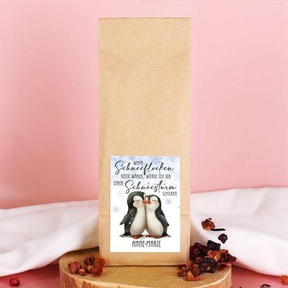 Wenn Schneeflocken Küsse wären - Früchtetee mit Name personalisiert