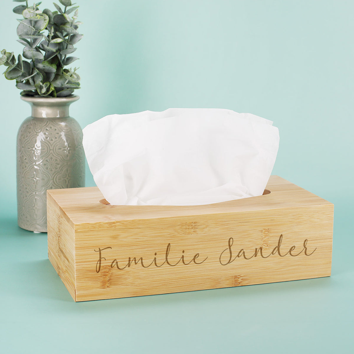 Taschentuchbox aus Bambus mit Ihrer Wunschgravur