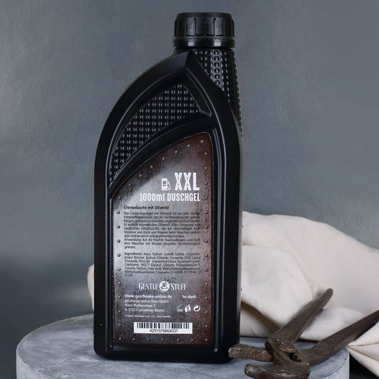 Duschgel für Männer aus Stahl und großem Kolben, 1L Flasche