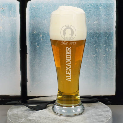 Weizenglas Bier - Kenner graviert mit Name und Geburtsjahr