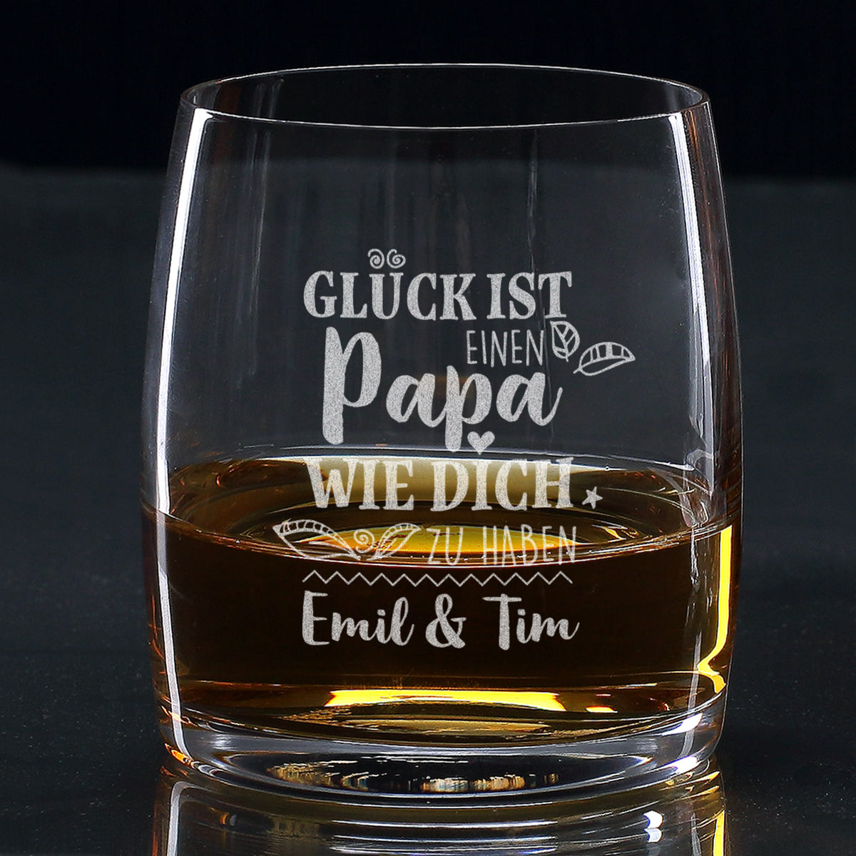 Whiskyglas mit Wunschtext - Glück ist, einen Papa wie dich zu haben