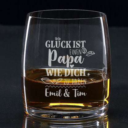 Whiskyglas mit Wunschtext - Glück ist, einen Papa wie dich zu haben