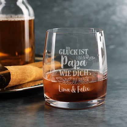 Glück ist, einen Papa wie dich zu haben - graviertes Whiskeyglas