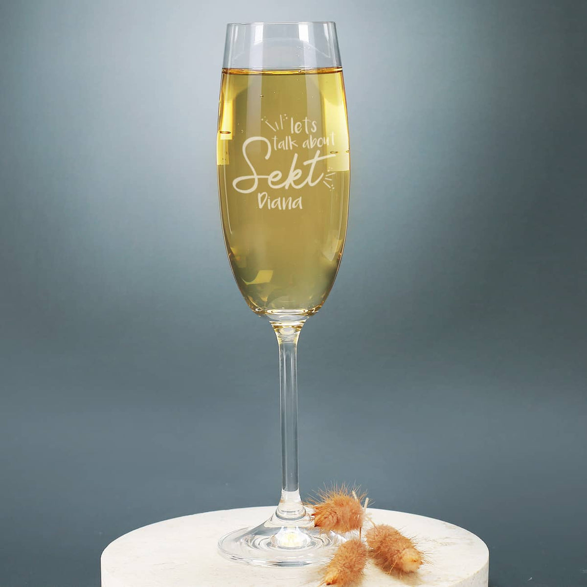 Sektglas - Let's talk about Sekt - mit Namensgravur zum Geburtstag