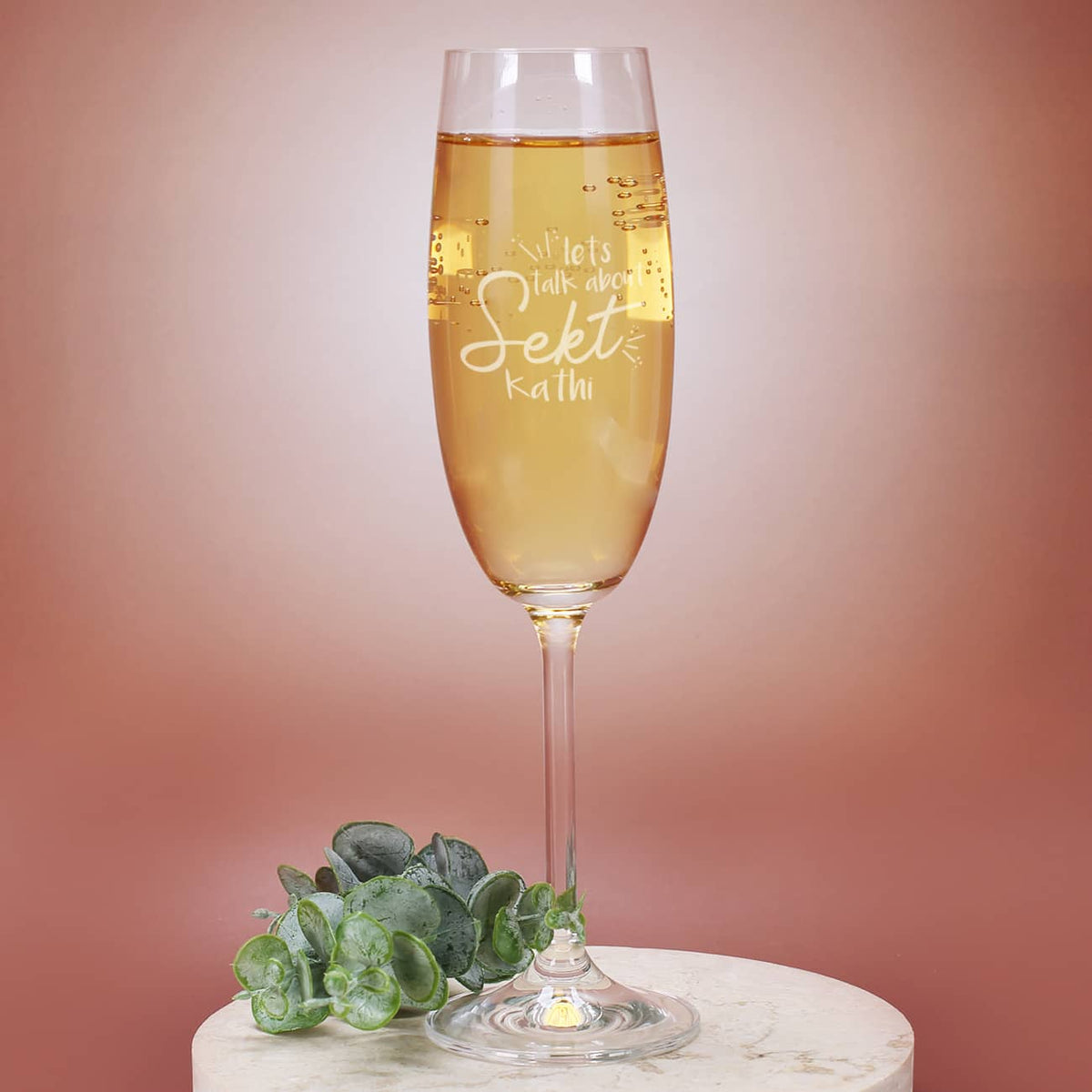 Graviertes Sektglas - Let's talk about Sekt - mit Wunschname