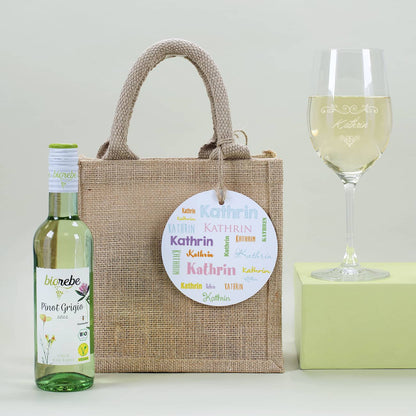 Weißwein Geschenkset mit persönlichem Weinglas