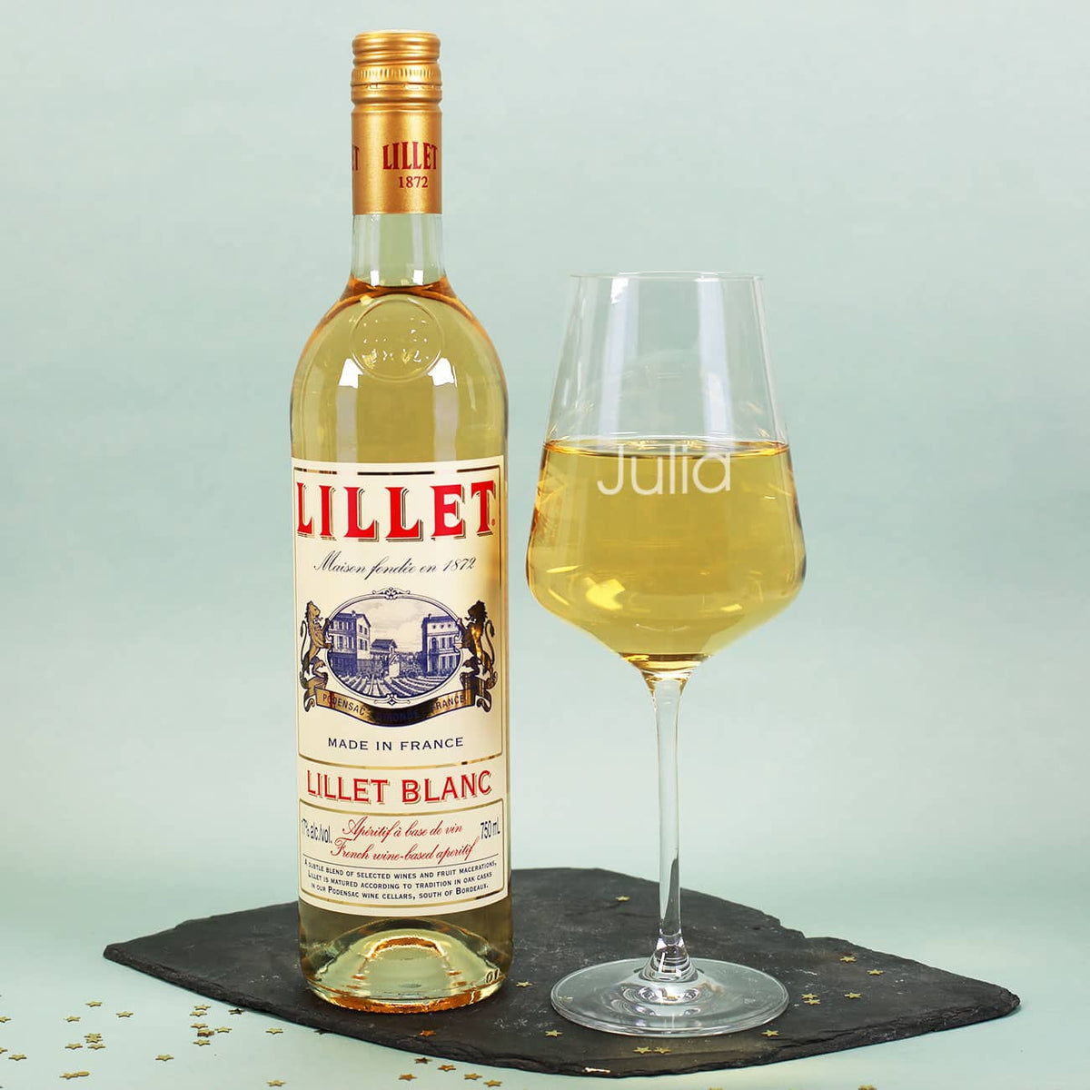 Lillet Blanc & Weinglas mit Namensgravur