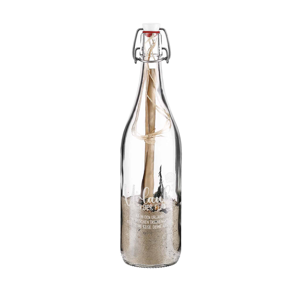 Urlaub in der Flasche - gefüllte Flaschenpost mit Wunschtext personalisiert
