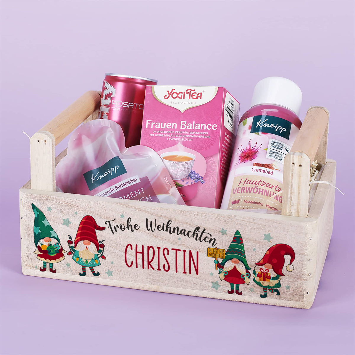 Geschenkkorb mit Wichtelmotiv und Füllung