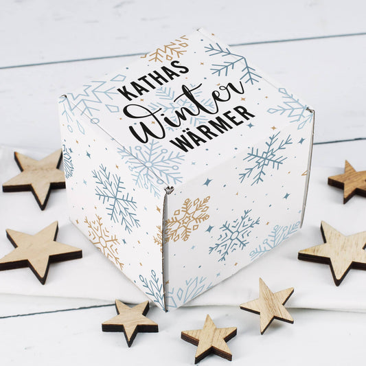 Geschenkbox personalisiert mit Name & Schneeflockenmotiv