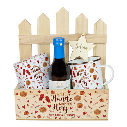 Weihnachtsmarkt-to-Go personalisiert mit Name & Wunschtext im Geschenkkorb | Geschenkset zu Weihnachten