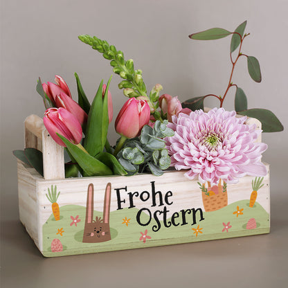 Osterkörbchen Geschenkset mit Bepflanzungsbeispiel