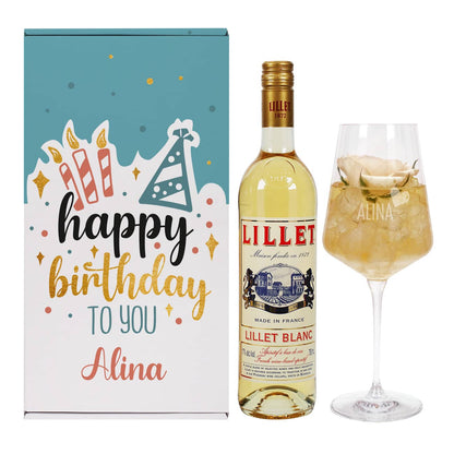 Geburtstagsset mit Pappbox, Lillet und Wein