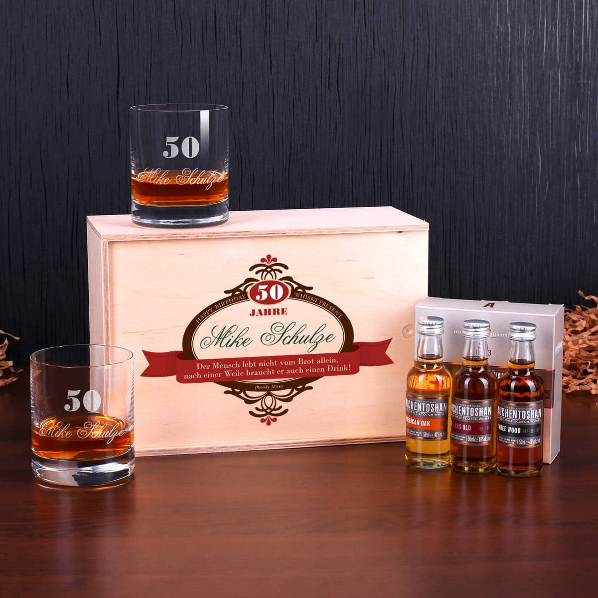 Auchentoshan Whisky Set mit Gläsern & bedruckter Box