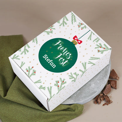 Whisky-Geschenkset zu Weihnachten mit Glenfiddich, graviertem Glas und Schokolade