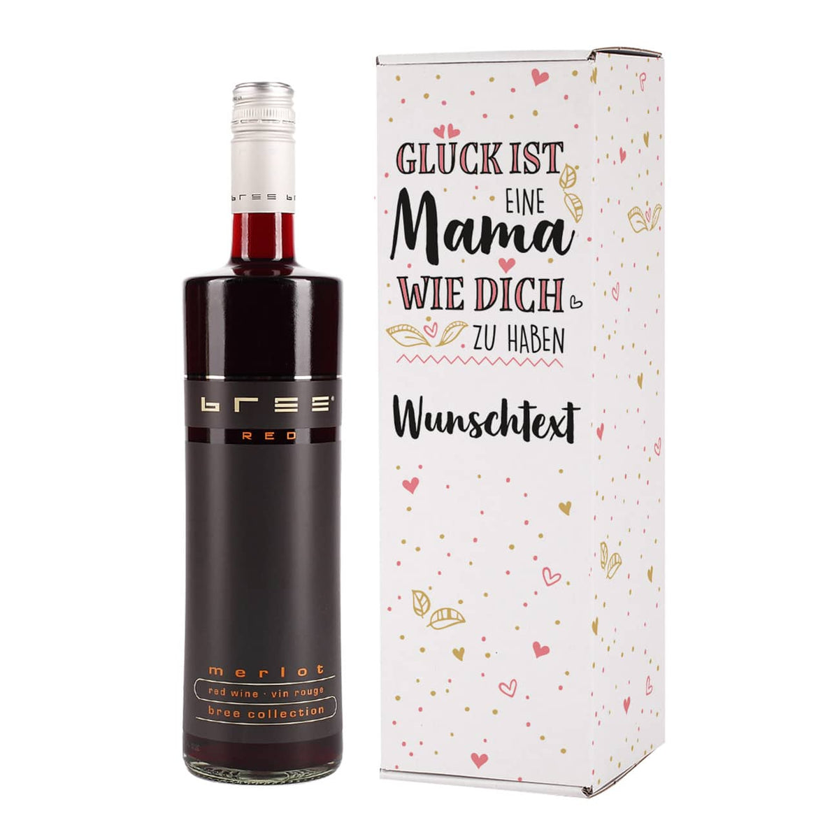 Rotwein mit bedruckter Verpackung für Mamas