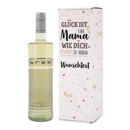 Weißwein mit persönlicher Verpackung mit Wunschtext für Mamas