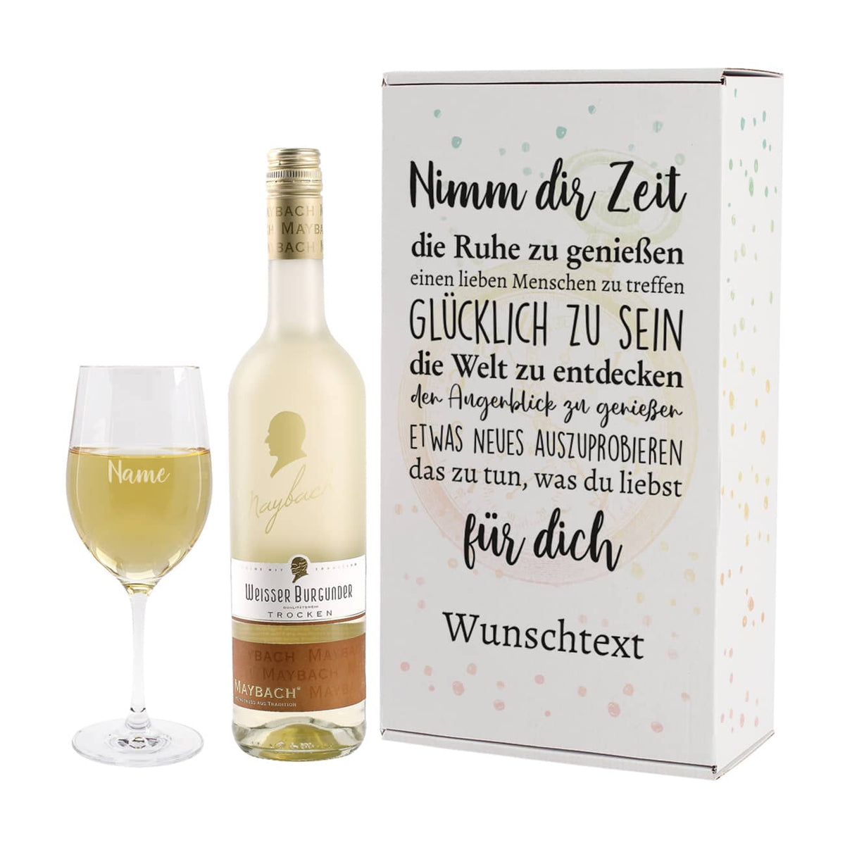 Personalisiertes Weinset zur Rente mit Weißer Burgunder