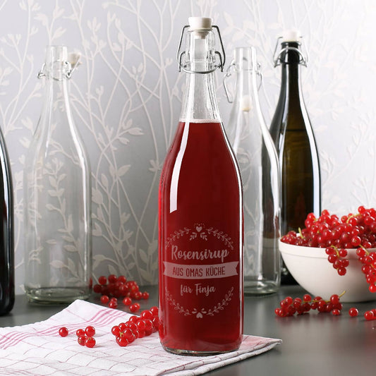 Bügelflasche mit 3 Zeilen Gravur