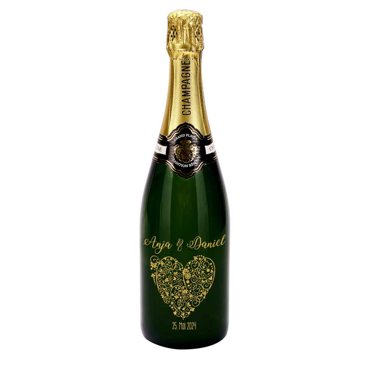 Persönlich gravierte Champagnerflasche zur Hochzeit