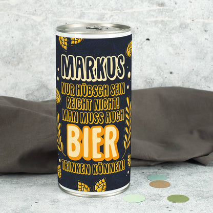 1 Liter Bierdose mit lustiger Banderole & Name personalisiert
