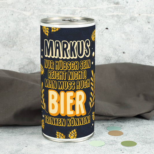 1 Liter Bierdose mit lustiger Banderole & Name personalisiert