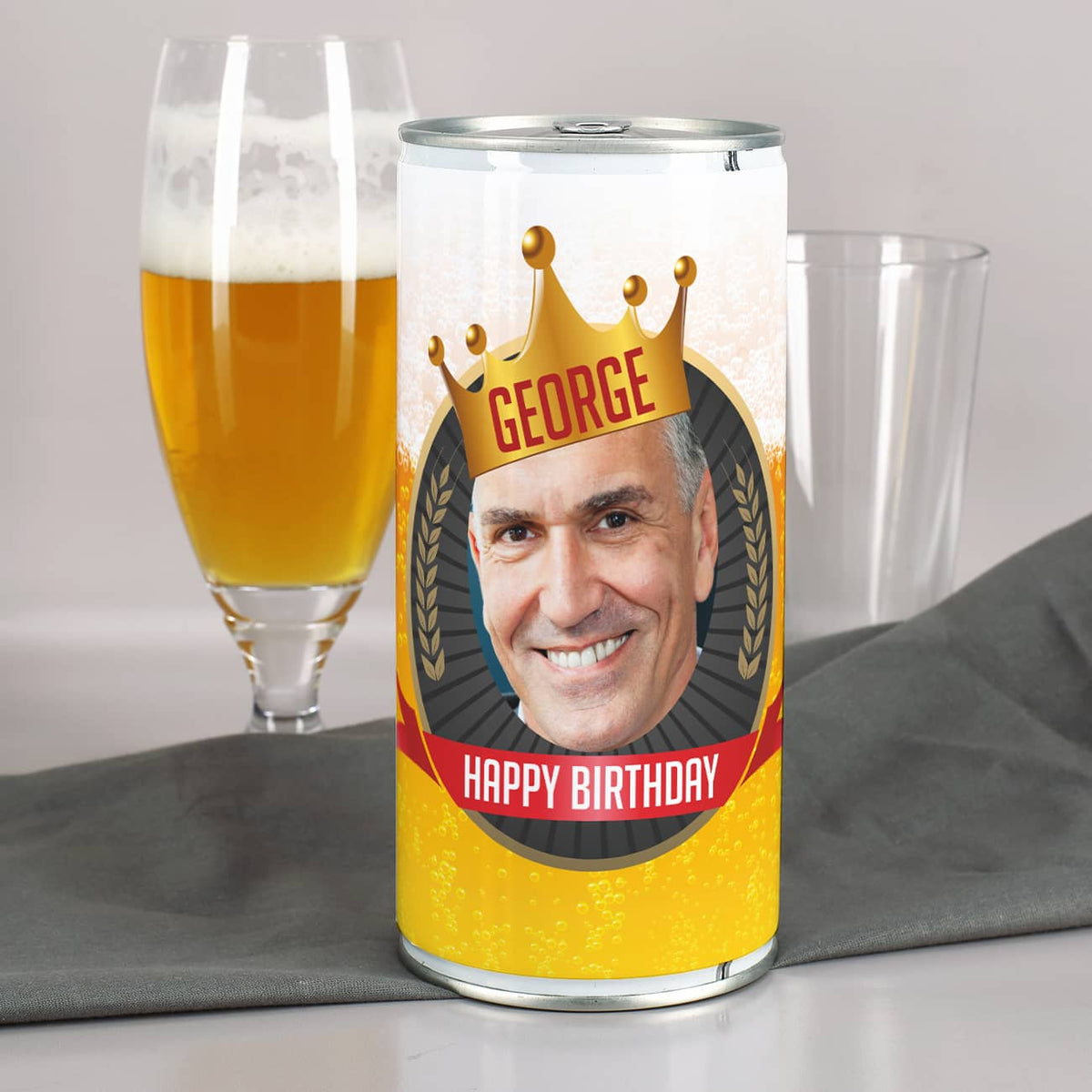 Bedruckte Bierdose zum Geburtstag